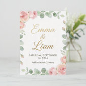 Elegant minimalist wedding invitation with waterco einladung (Stehend Vorderseite)
