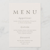 Elegant Minimalist Wedding Menu Card  Einladung (Vorderseite)