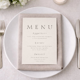 Elegant Minimalist Wedding Menu Card  Einladung