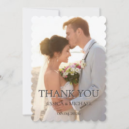 Elegant Minimalist Wedding Photo Thank You Card Dankeskarte