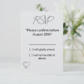 Elegant Minimalist Wedding RSVP Card (Stehend Vorderseite)