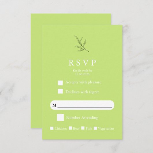 Elegant Minimalist Wedding RSVP Card Modern Simple (Vorne/Hinten)