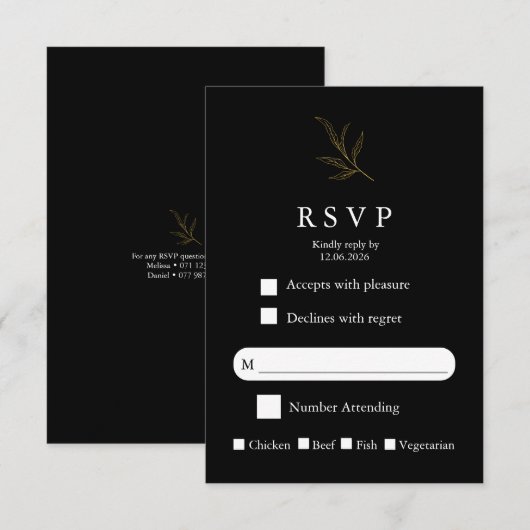 Elegant Minimalist Wedding RSVP Card Modern Simple Karte (Vorne/Hinten)