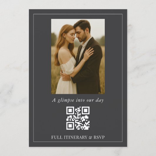 Elegant Minimalist Wedding Script Photo QR Code Einladung (Rückseite)