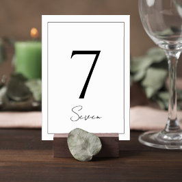 Elegant Minimalist Wedding Table Number Card Tischnummer
