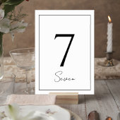 Elegant Minimalist Wedding Table Number Card Tischnummer