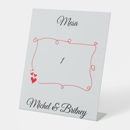 Elegant Minimalist Wedding Table Number Sockelschild (Vorderseite)