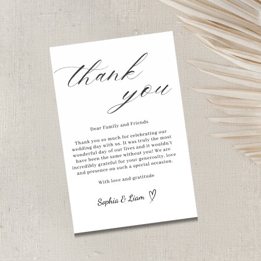Elegant Minimalist Wedding Thank You Card Dankeskarte