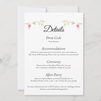 Elegant Minimalist Wedding Venue Details Card Einladung