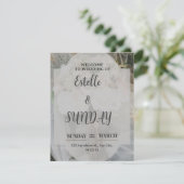 Elegant Minimalist Wedding Welcome Sign Dankeskarte (Stehend Vorderseite)