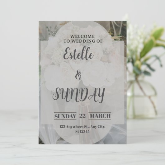 Elegant Minimalist Wedding Welcome Sign Dankeskarte (Stehend Vorderseite)