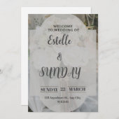 Elegant Minimalist Wedding Welcome Sign Dankeskarte (Vorne/Hinten)