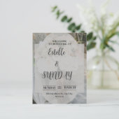 Elegant Minimalist Wedding Welcome Sign Postkarte (Stehend Vorderseite)