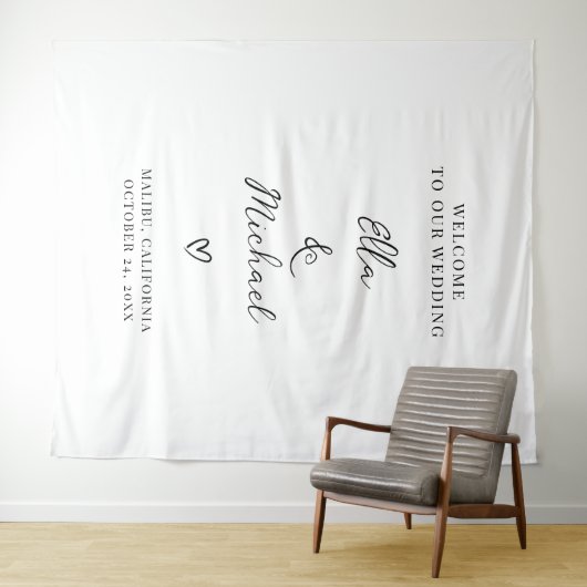 Elegant Minimalist Wedding Welcome Sign - Tapestry Wandteppich (Beispiel (Horizontal))