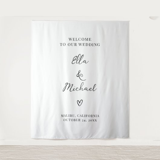 Elegant Minimalist Wedding Welcome Sign - Tapestry Wandteppich (Vorderseite)