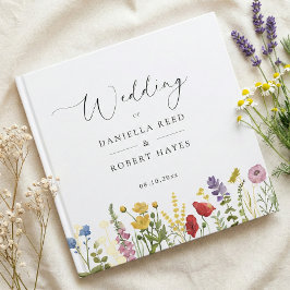 Elegant Minimalist Whimsical Wildflower Wedding Gästebuch