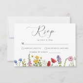 Elegant Minimalist Whimsical Wildflower Wedding RSVP Karte (Vorderseite)