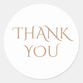 Elegant & Minimalist White & Brown Thank You  Runder Aufkleber