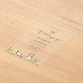 Elegant minimalist wildflower Simple wedding Acryleinladungen (Ablage )