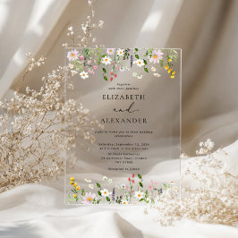 Elegant Minimalist Wildflower Wedding Acryleinladungen