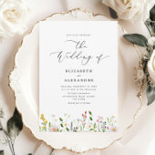 Elegant minimalist wildflower wedding einladung