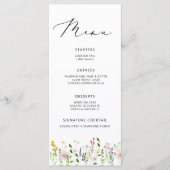 Elegant Minimalist Wildflower Wedding menu Menükarte (Vorderseite)