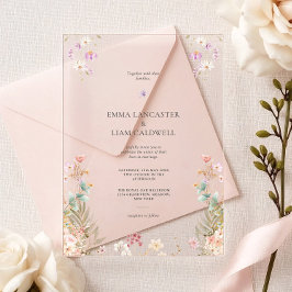 Elegant Minimalist Wildflowers Wedding Acryleinladungen