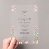 Elegant Minimalist Wildflowers Wedding Acryleinladungen (Insitu (Handheld))