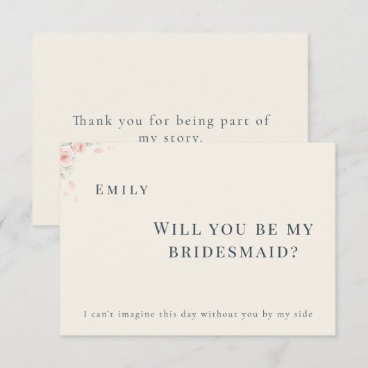 Elegant Minimalist Will You Be My Bridesmaid Card Dankeskarte (Vorne/Hinten)