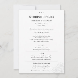 Elegant Minimalist Winter Wedding Details Card Einladung