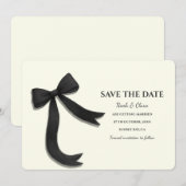 Elegant Minimalist with Black Bow - Simple classic Save The Date (Vorne/Hinten)