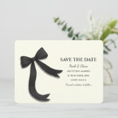 Elegant Minimalist with Black Bow - Simple classic Save The Date (Stehend Vorderseite)