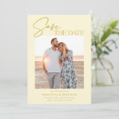 Elegant Minimalist Yellow Photo Save The Date (Stehend Vorderseite)