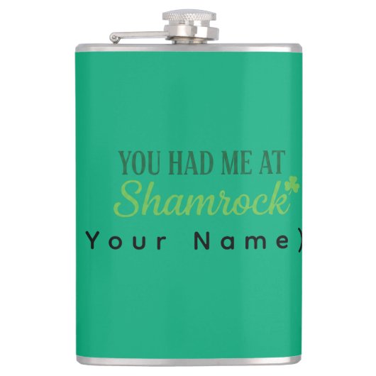 Elegant Minimalist You Had Me At Shamrock T-Shirt Flachmann (Vorderseite)