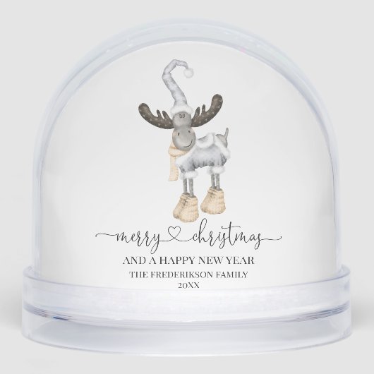 Elegant Minimalistic Nordic Merry Christmas Schneekugeln (Vorderseite)