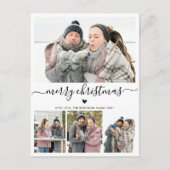 Elegant Minimalistisch 4 Foto Collage Weihnachten Postkarte (Vorderseite)