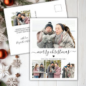 Elegant Minimalistisch 4 Foto Collage Weihnachten Postkarte