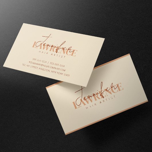 Elegant Minimalistisch Biege BrownTrendy Hair Styl Visitenkarte