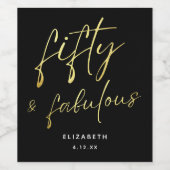 Elegant Minimalistisch Black Gold Fifty und fabelh Weinetikett (Einzelnes Label)
