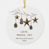 Elegant Minimalistisch Boho Frohe Weihnachtsfeiert Keramik Ornament (Vorne)