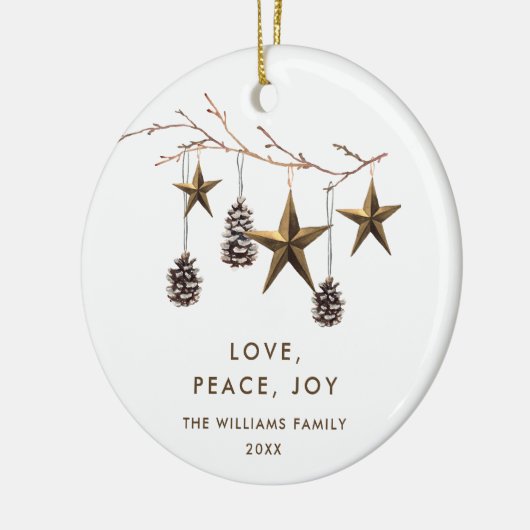 Elegant Minimalistisch Boho Frohe Weihnachtsfeiert Keramik Ornament (Links)
