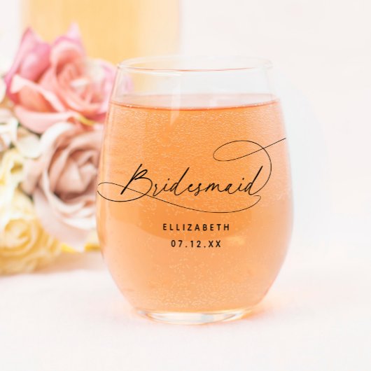 Elegant Minimalistisch Bridesmaid Weinglas Ohne Stiel