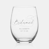 Elegant Minimalistisch Bridesmaid Weinglas Ohne Stiel (Vorderseite)