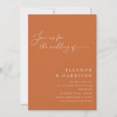 Elegant Minimalistisch Burnt Orange Script Wedding Einladung (Vorderseite)