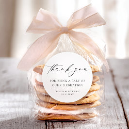 Elegant Minimalistisch Danke Hochzeit Runder Aufkleber