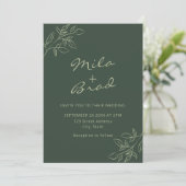 Elegant Minimalistisch Dark Green Einladung (Stehend Vorderseite)