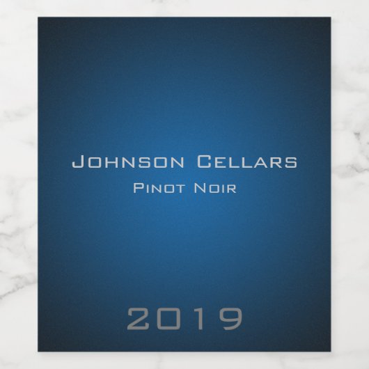 Elegant Minimalistisch Deep Blue Vignette Custom Weinetikett (Einzelnes Label)
