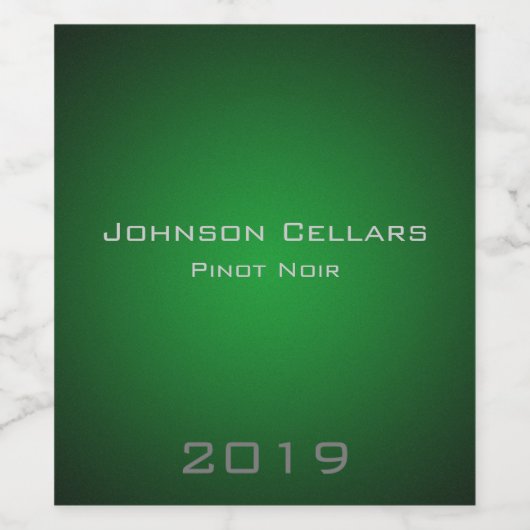 Elegant Minimalistisch Deep Green Vignette Custom Weinetikett (Einzelnes Label)