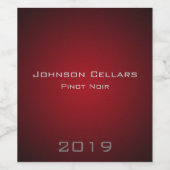 Elegant Minimalistisch Deep Red Vignette Custom Weinetikett (Einzelnes Label)
