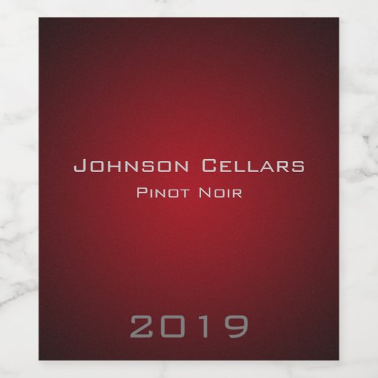 Elegant Minimalistisch Deep Red Vignette Custom Weinetikett (Einzelnes Label)